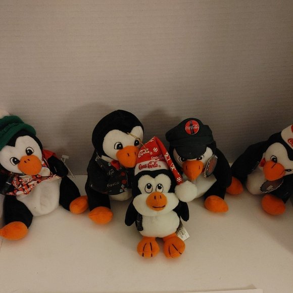Coke Other - Coca Cola 1997-1999 Penguin Plush Set Of 5
